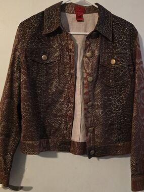 Christina Metallic Brown Patterned Jean Jacket